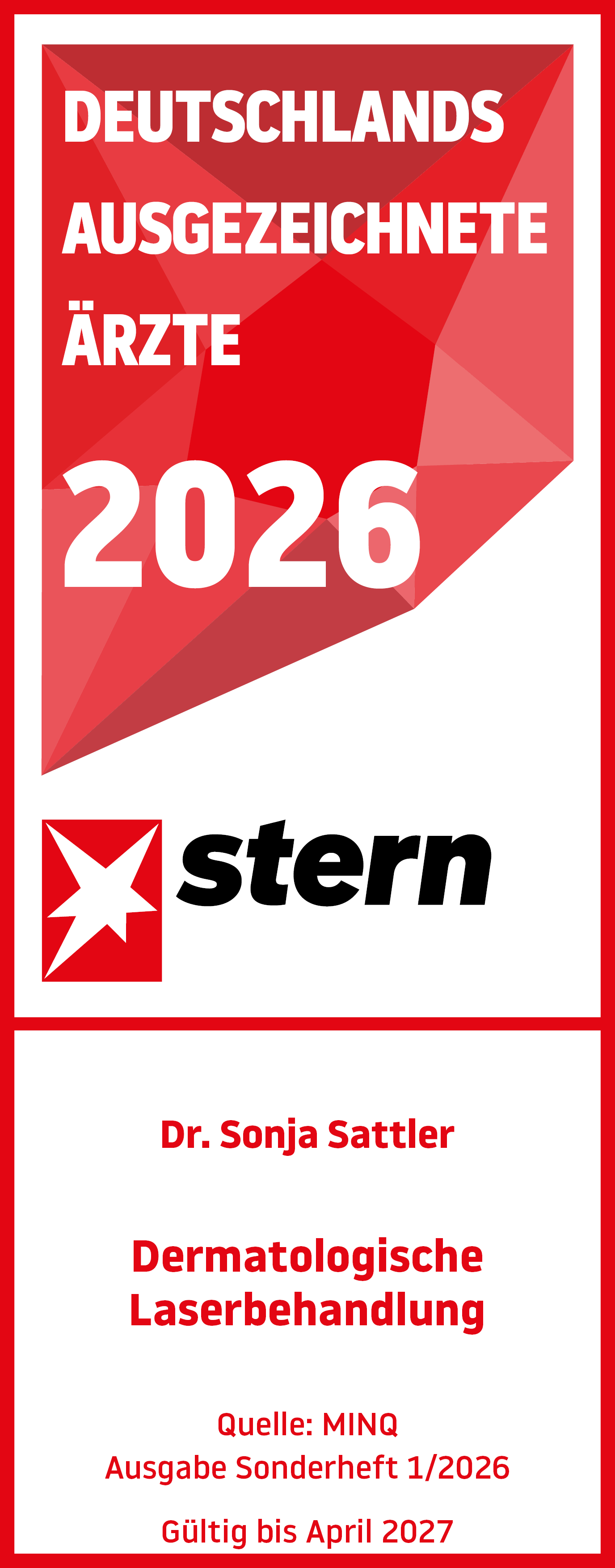 Stern &Auml;rtzesiegel Dermatologische Laserbehandlung