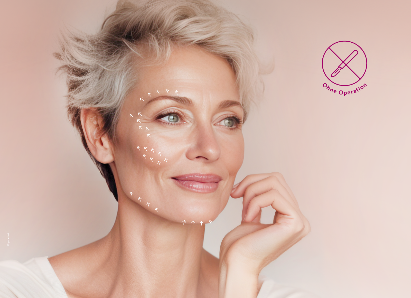 Gesicht einer Frau mit Ultherapy Prime Anwendung
